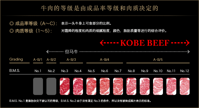 牛肉的等级是由成品率等级和肉质决定的